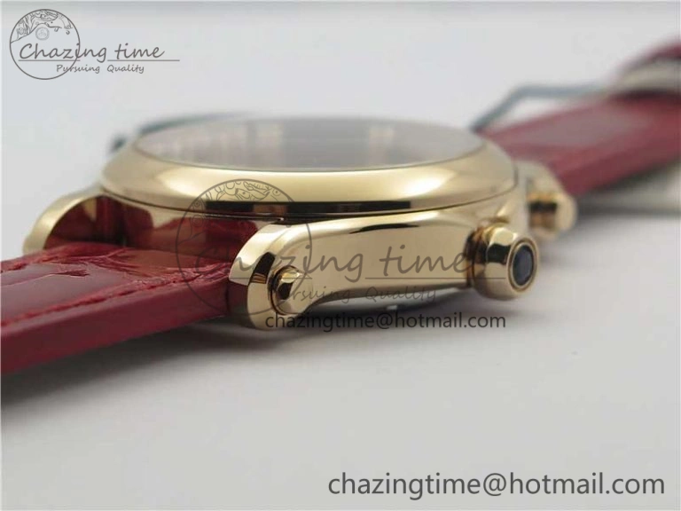 Happy Sport Automatic RG 36mm ZF 1:1 Best Edition White Dial on Red Leather Strap A2892