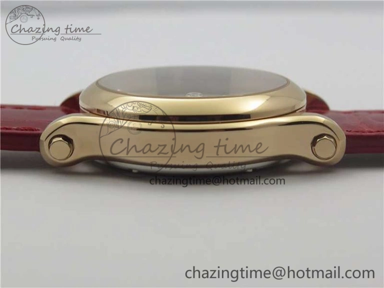 Happy Sport Automatic RG 36mm ZF 1:1 Best Edition White Dial on Red Leather Strap A2892