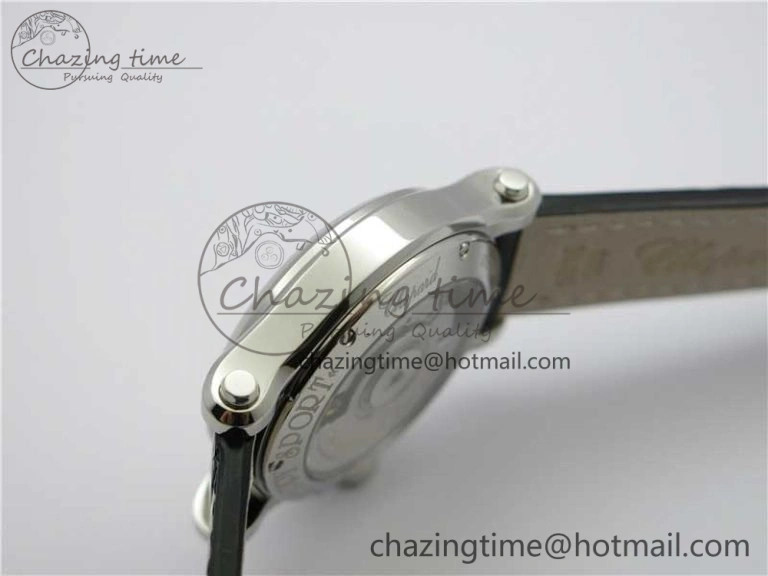 Happy Sport Automatic SS 36mm ZF 1:1 Best Edition White Dial on Black Leather Strap A2892