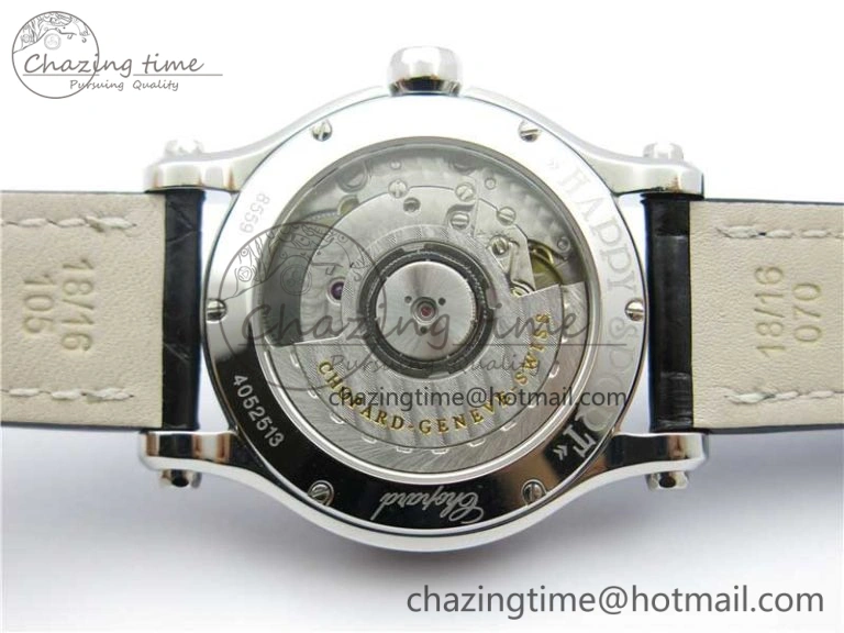 Happy Sport Automatic SS 36mm ZF 1:1 Best Edition White Dial on Black Leather Strap A2892
