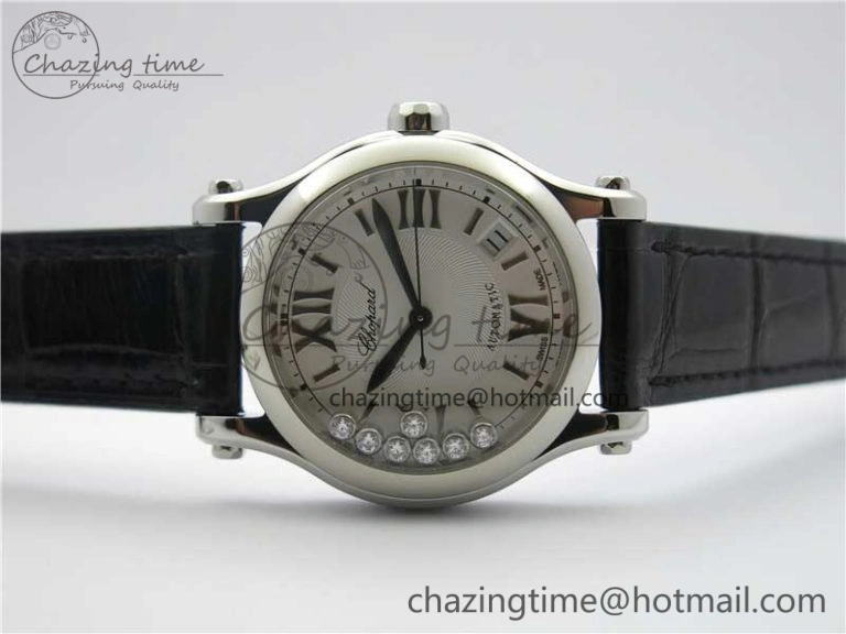 Happy Sport Automatic SS 36mm ZF 1:1 Best Edition White Dial on Black Leather Strap A2892