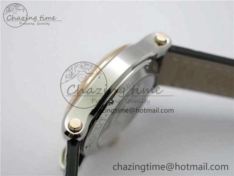 Happy Sport Automatic SS RG 36mm ZF 1:1 Best Edition White Dial on Black Leather Strap A2892