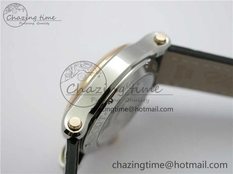 Happy Sport Automatic SS RG 36mm ZF 1:1 Best Edition White Dial on Black Leather Strap A2892