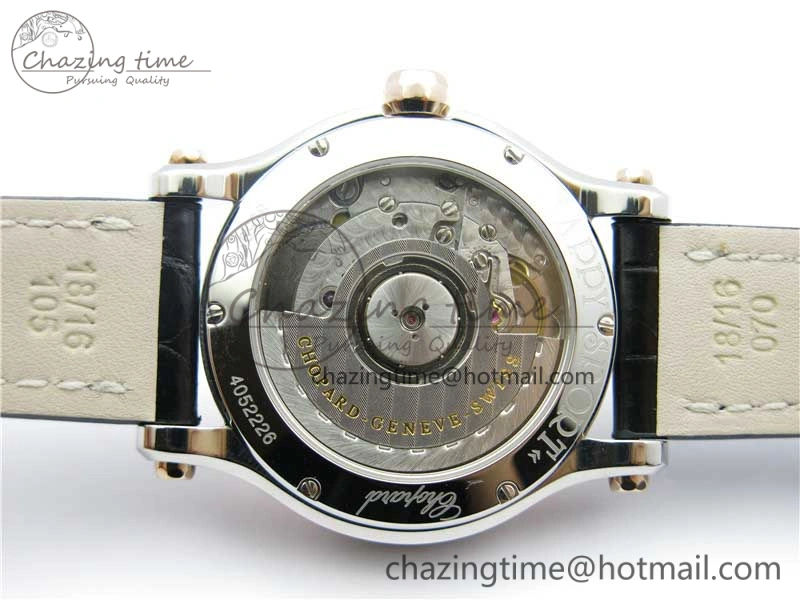 Happy Sport Automatic SS RG 36mm ZF 1:1 Best Edition White Dial on Black Leather Strap A2892