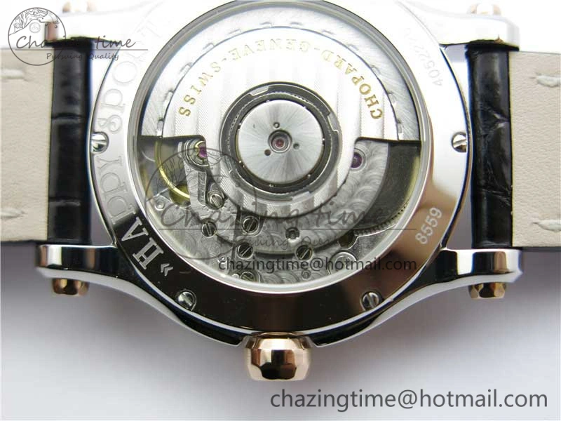 Happy Sport Automatic SS RG 36mm ZF 1:1 Best Edition White Dial on Black Leather Strap A2892