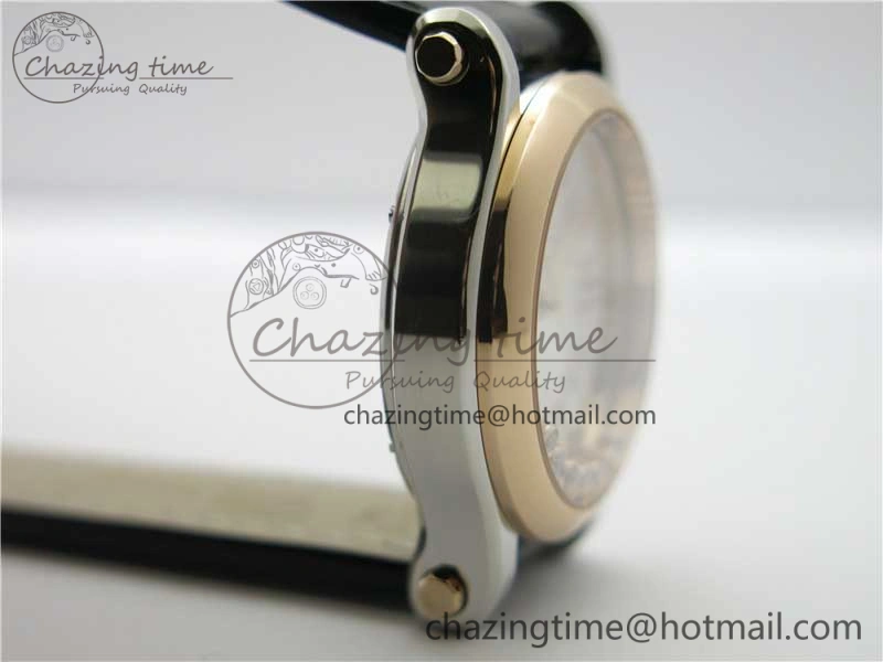 Happy Sport Automatic SS RG 36mm ZF 1:1 Best Edition White Dial on Black Leather Strap A2892