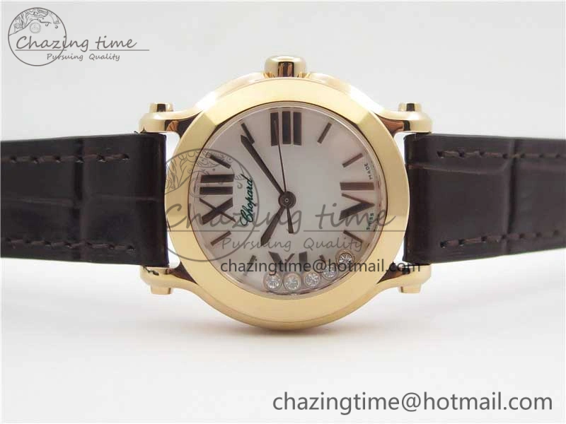 Happy Sport Mini RG ZF MOP Dial on Black Leather Strap Swiss ETA 955.112
