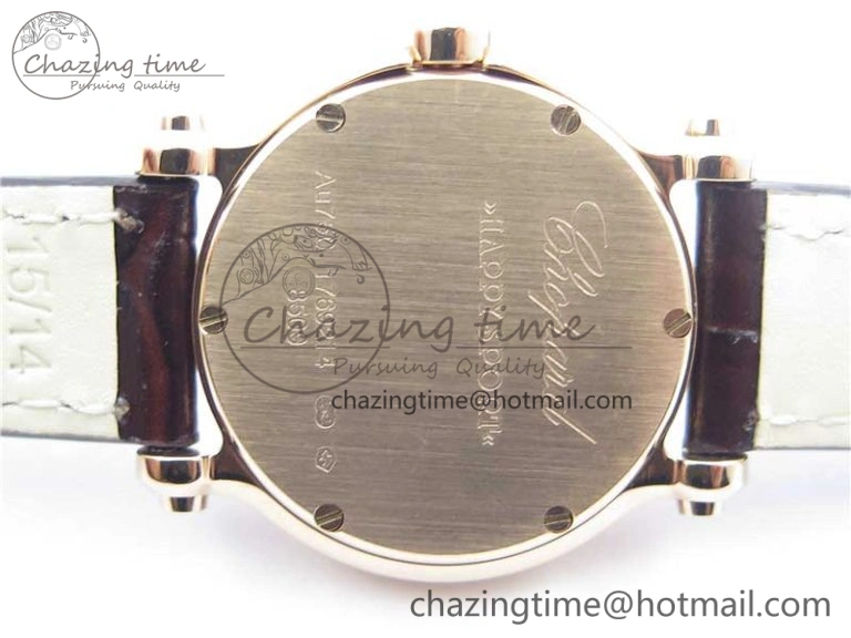 Happy Sport Mini RG ZF MOP Dial on Black Leather Strap Swiss ETA 955.112