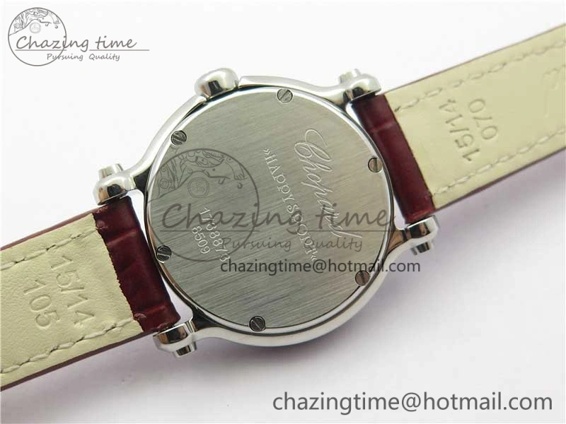 Happy Sport Mini SS ZF MOP Dial on Red Leather Strap Swiss ETA 955.112