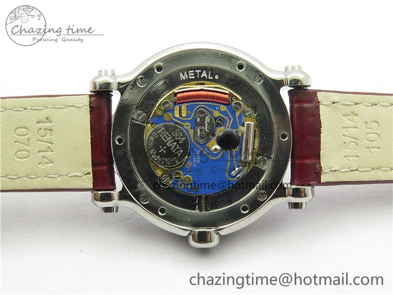 Happy Sport Mini SS ZF MOP Dial on Red Leather Strap Swiss ETA 955.112