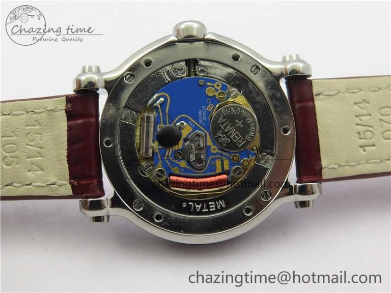Happy Sport Mini SS ZF MOP Dial on Red Leather Strap Swiss ETA 955.112