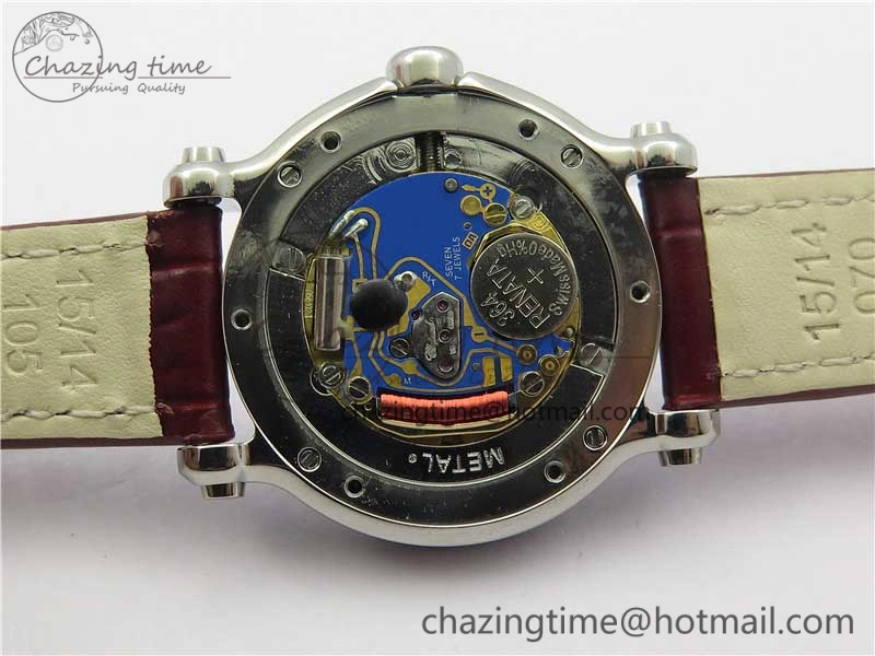 Happy Sport Mini SS ZF MOP Dial on Red Leather Strap Swiss ETA 955.112