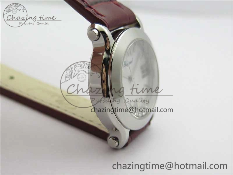 Happy Sport Mini SS ZF MOP Dial on Red Leather Strap Swiss ETA 955.112