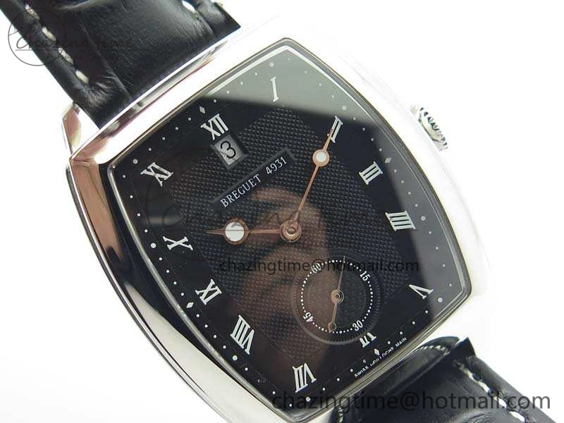 Heritage @12 Date SS SWF Best Edition Black Dial On Leather Strap A2824