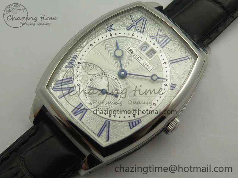 Heritage @12 big date SS HGF White Dial Blue Roman Markers on Black Leather Strap A23J