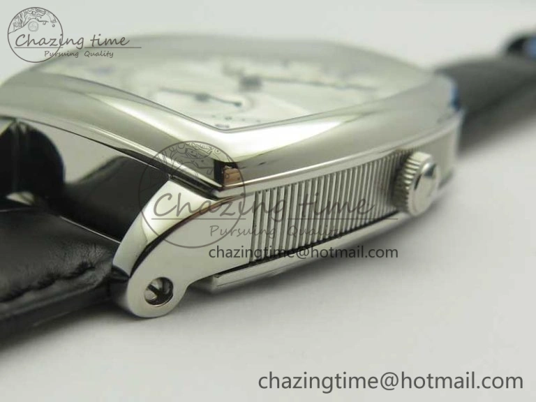 Heritage @12 big date SS HGF White Dial Blue Roman Markers on Black Leather Strap A23J