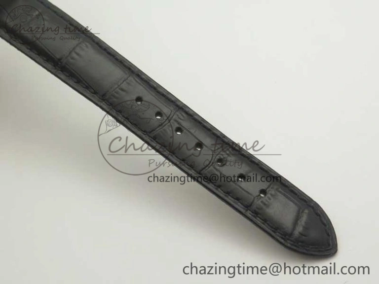 Heritage @12 big date SS HGF White Dial Blue Roman Markers on Black Leather Strap A23J