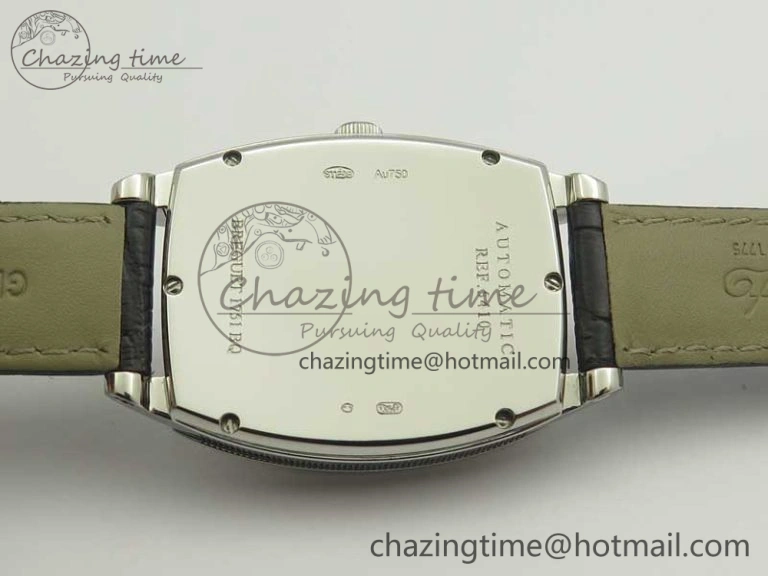 Heritage @12 big date SS HGF White Dial Blue Roman Markers on Black Leather Strap A23J