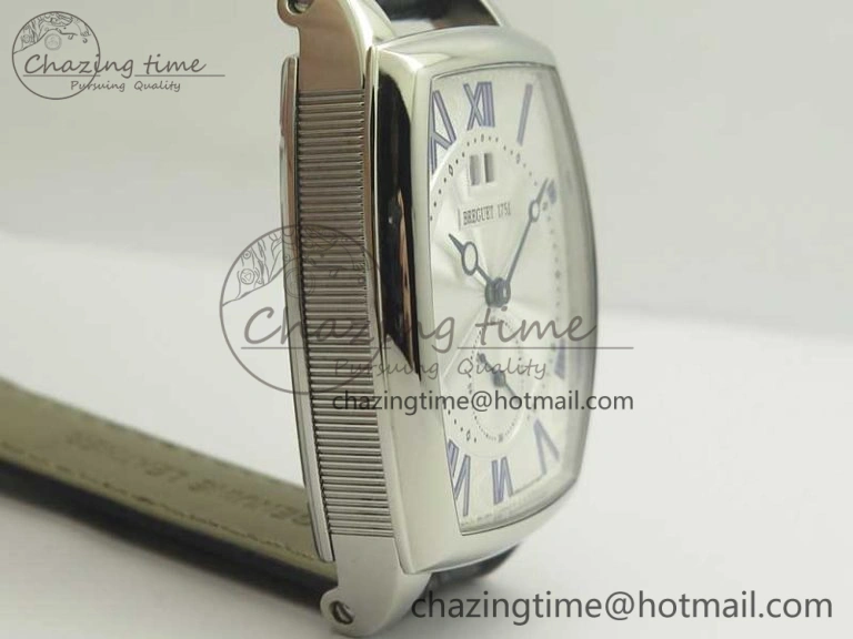 Heritage @12 big date SS HGF White Dial Blue Roman Markers on Black Leather Strap A23J