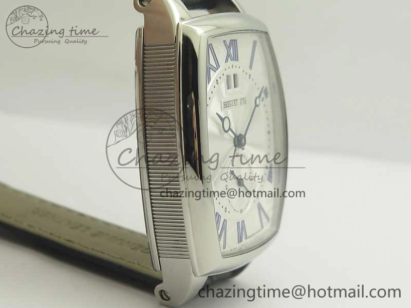 Heritage @12 big date SS HGF White Dial Blue Roman Markers on Black Leather Strap A23J