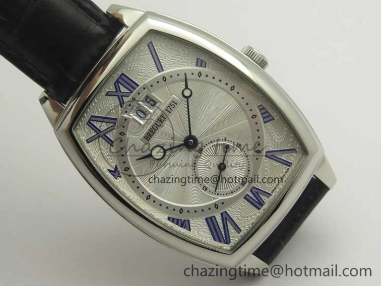 Heritage @12 big date SS HGF White Dial Blue Roman Markers on Black Leather Strap A23J