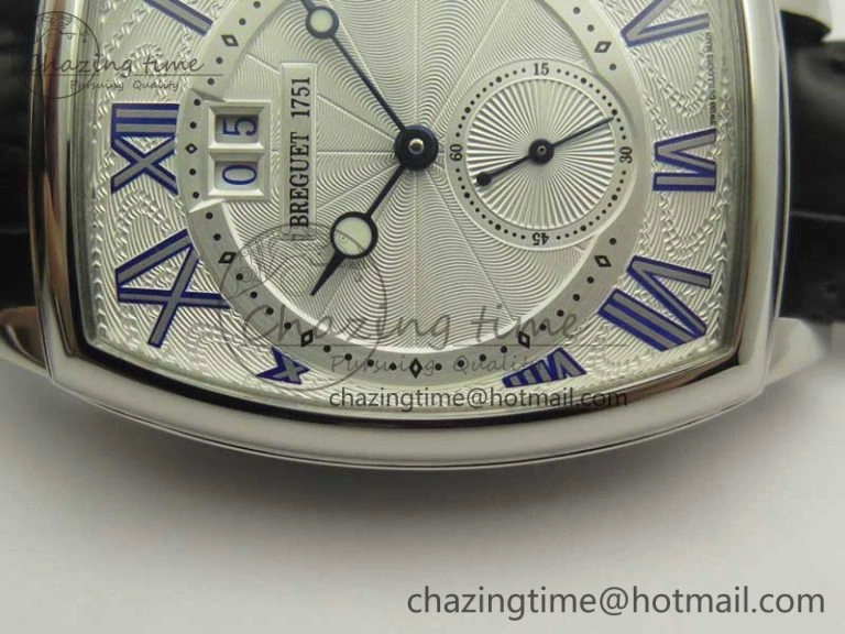 Heritage @12 big date SS HGF White Dial Blue Roman Markers on Black Leather Strap A23J