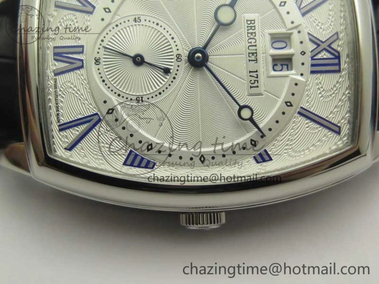 Heritage @12 big date SS HGF White Dial Blue Roman Markers on Black Leather Strap A23J