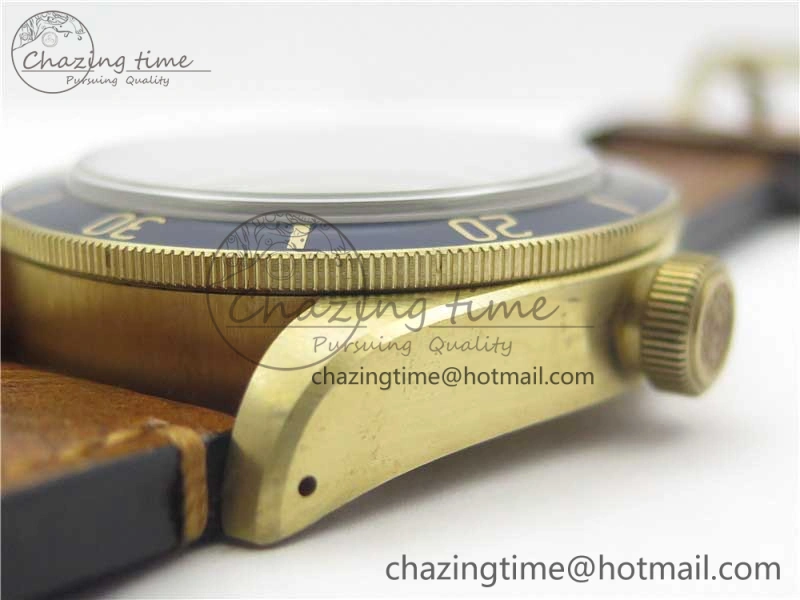 Heritage Black Bay Bronze Blue XF 1:1 Best Edition on Aged Brown Leather Strap A5612 V3 (Free Nato Strap)
