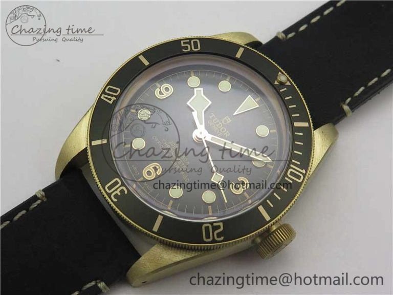 Heritage Black Bay Bronze Gray ZF 1:1 Best Edition on Leather Strap A2824