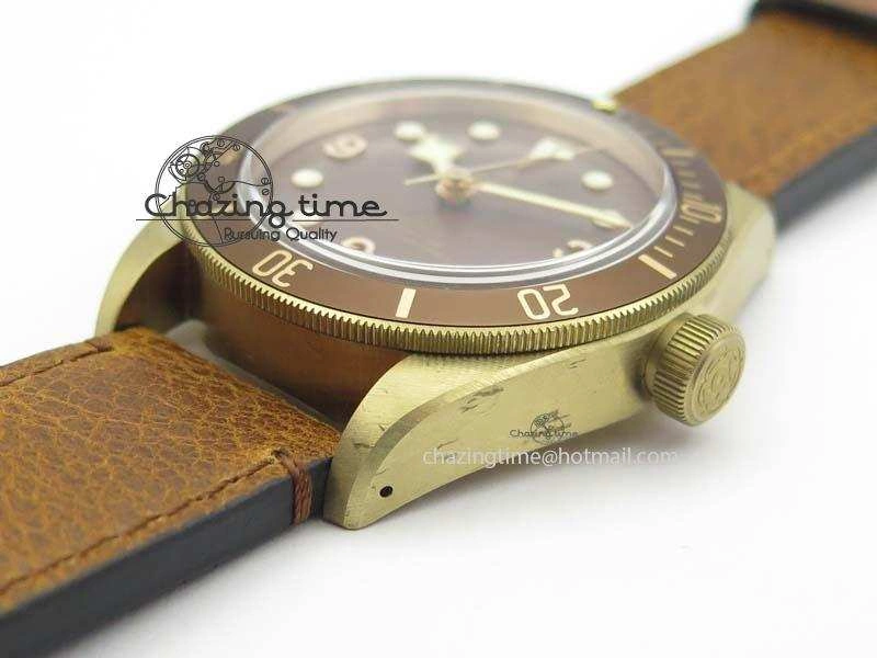 Heritage Black Bay Bronze V6F Best Edition On Brown Leather Strap A2824 ( Free Nato Strap ) V3