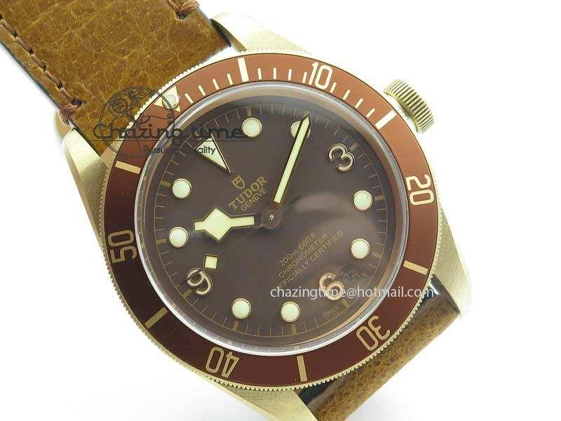Heritage Black Bay Bronze ZF 1:1 Best Edition On Aged Brown Leather Strap A2824 V2