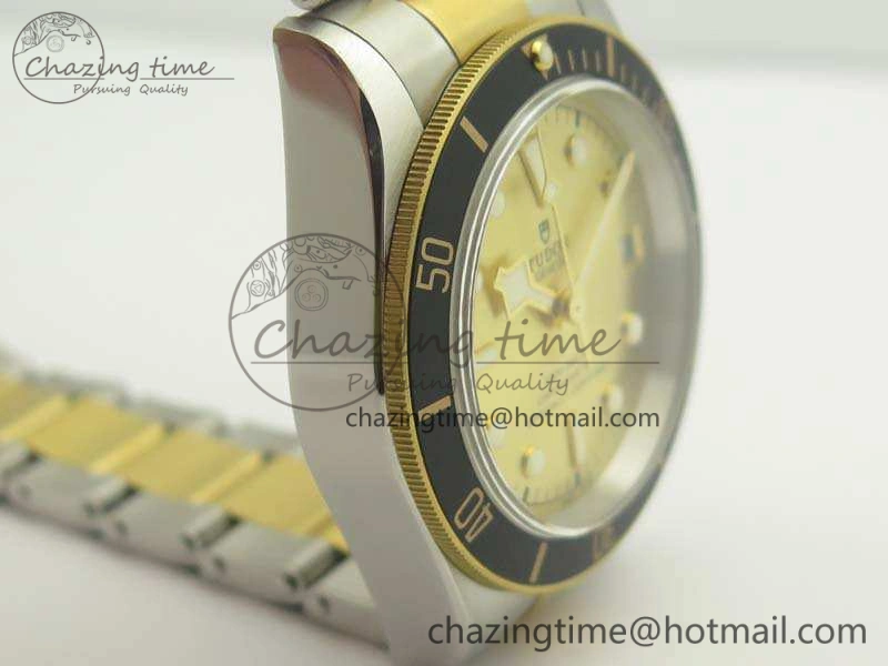 Heritage Black Bay SS YG 2017 ZF 1:1 Best Edition Gold Dial On SS Bracelet A2824