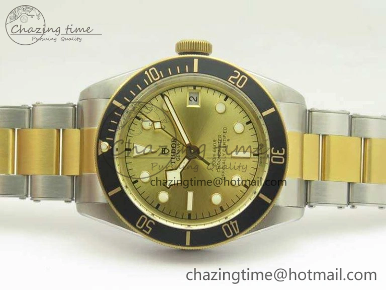 Heritage Black Bay SS YG 2017 ZF 1:1 Best Edition Gold Dial On SS Bracelet A2824