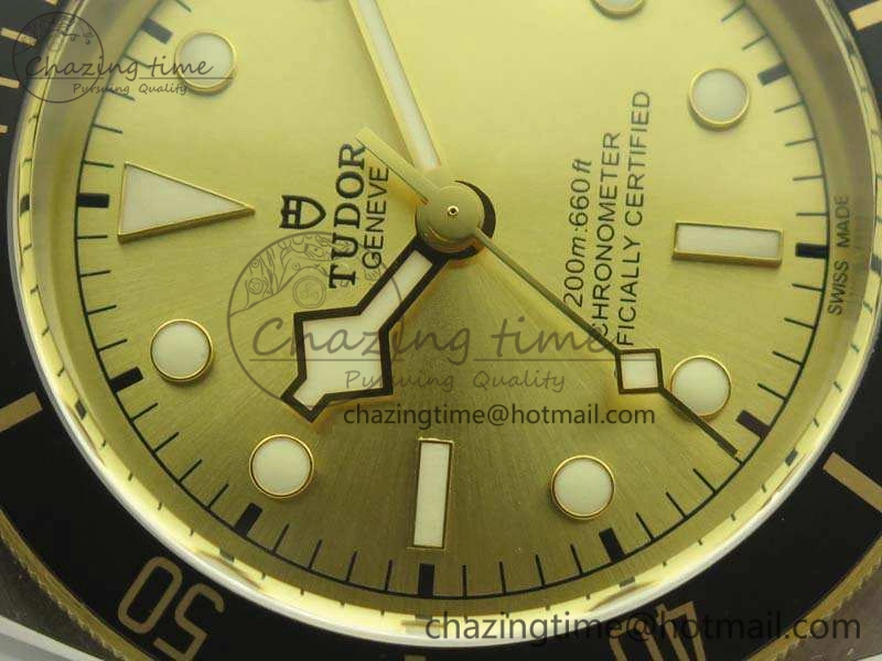 Heritage Black Bay SS YG 2017 ZF 1:1 Best Edition Gold Dial On SS Bracelet A2824