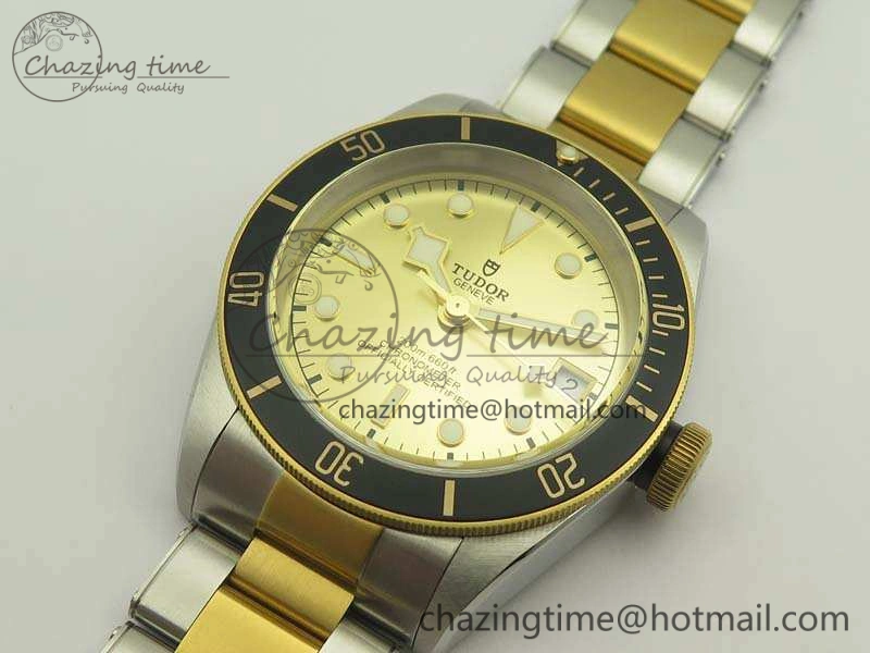 Heritage Black Bay SS YG 2017 ZF 1:1 Best Edition Gold Dial On SS Bracelet A2824