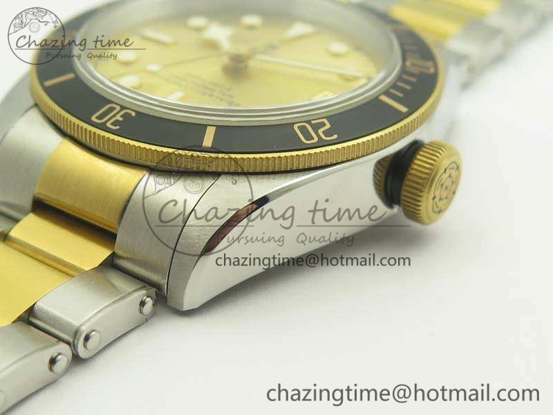 Heritage Black Bay SS YG 2017 ZF 1:1 Best Edition Gold Dial On SS Bracelet A2824