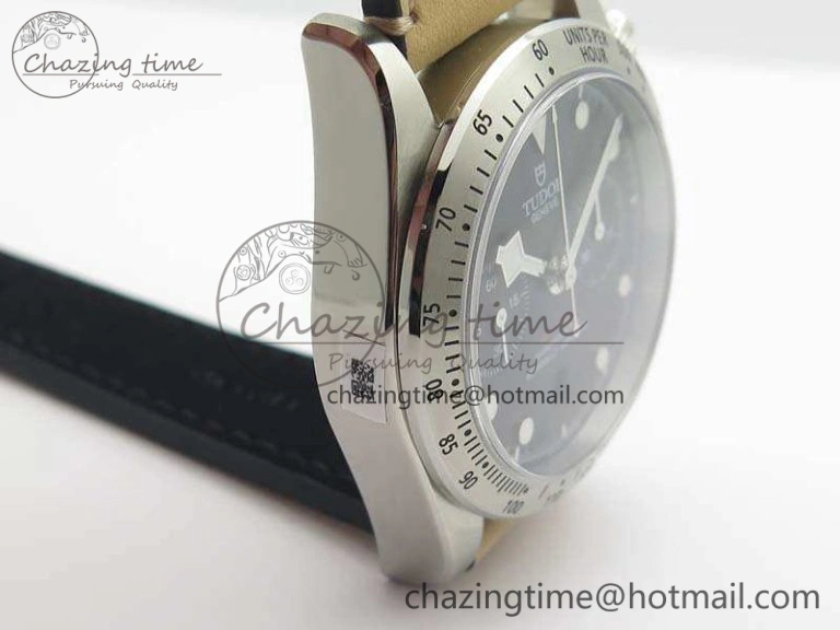 Heritage Chrono 79350 SS Best Edition Black Dial On Leather Strap A7750