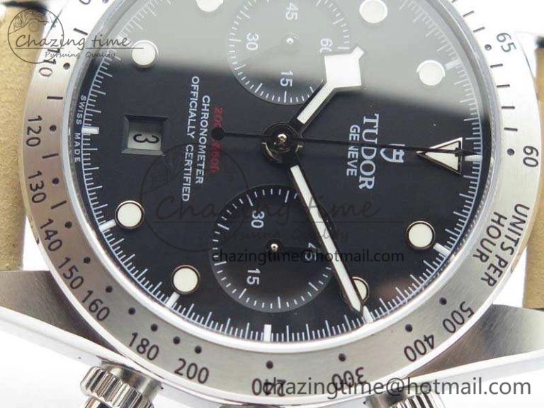 Heritage Chrono 79350 SS Best Edition Black Dial On Leather Strap A7750