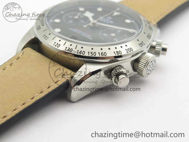 Heritage Chrono 79350 SS Best Edition Black Dial On Leather Strap A7750