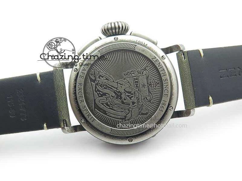 Heritage Pilot Ton-Up Aged SS Case Gray Dial On Green Leather Strap Jap Quartz
