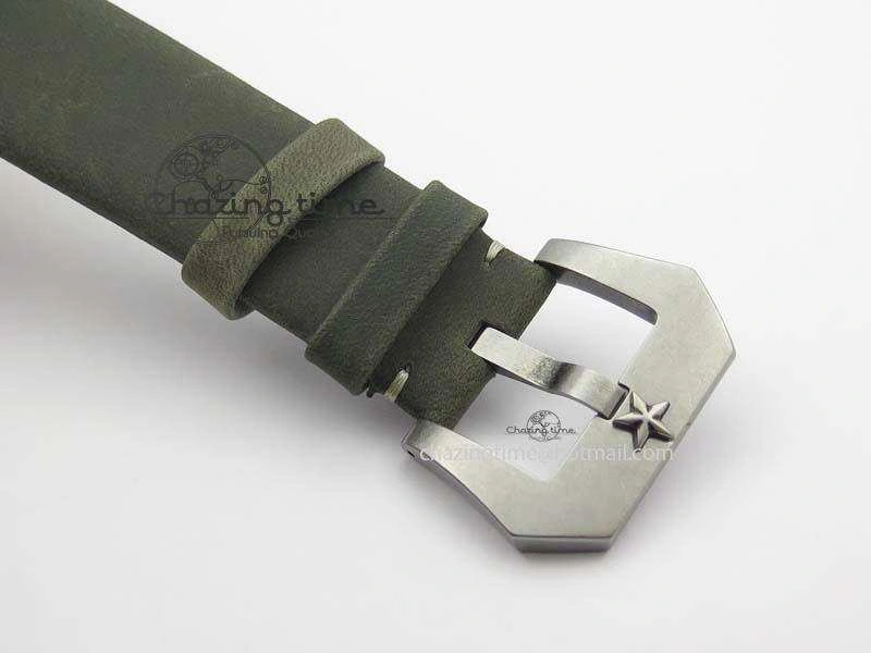 Heritage Pilot Ton-Up Aged SS Case Gray Dial On Green Leather Strap Jap Quartz
