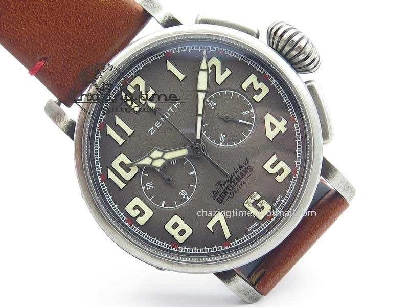 Heritage Pilot Ton-Up Aged SS Case Gray Dial On Leather Strap Jap Quartz