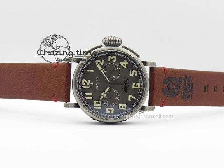 Heritage Pilot Ton-Up Aged SS Case Gray Dial On Leather Strap Jap Quartz