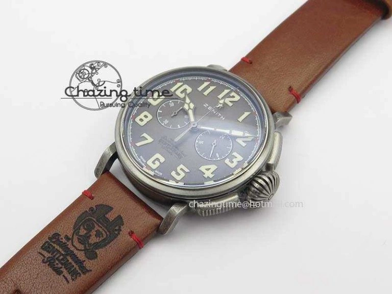 Heritage Pilot Ton-Up Aged SS Case Gray Dial On Leather Strap Jap Quartz