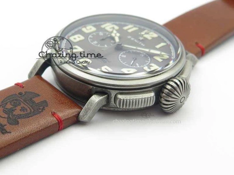 Heritage Pilot Ton-Up Aged SS Case Gray Dial On Leather Strap Jap Quartz