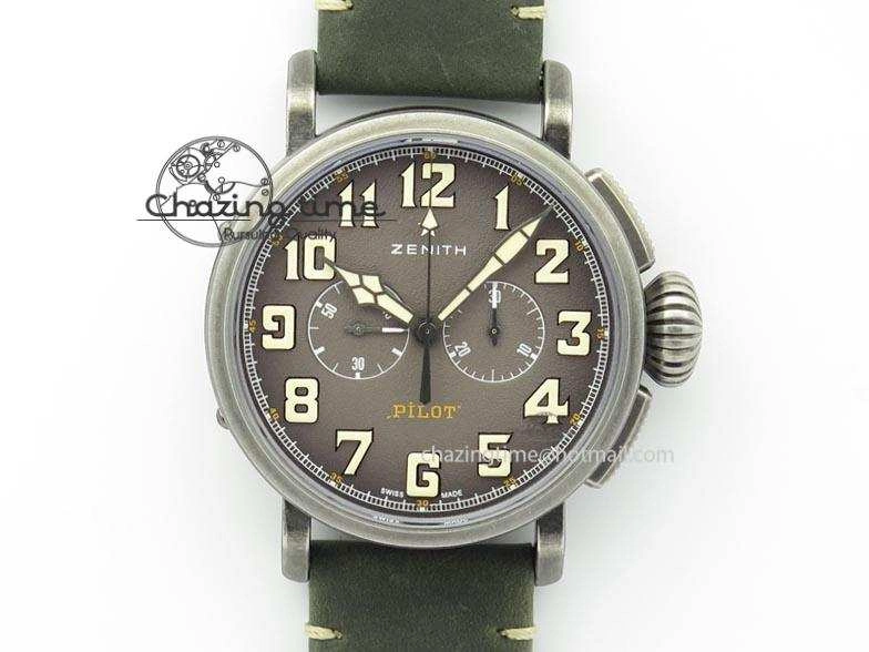 Heritage Pilot Ton-Up Aged SS Case V6F 1:1 Best Edition On Green Nubuck Strap A7750