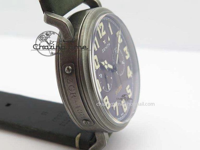 Heritage Pilot Ton-Up Aged SS Case V6F 1:1 Best Edition On Green Nubuck Strap A7750