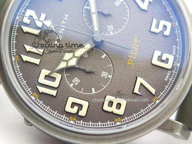 Heritage Pilot Ton-Up Aged SS Case V6F 1:1 Best Edition On Green Nubuck Strap A7750