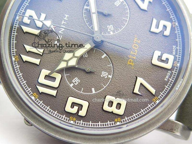 Heritage Pilot Ton-Up Aged SS Case V6F 1:1 Best Edition On Green Nubuck Strap A7750