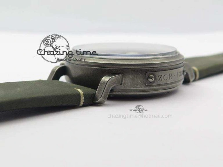 Heritage Pilot Ton-Up Aged SS Case V6F 1:1 Best Edition On Green Nubuck Strap A7750